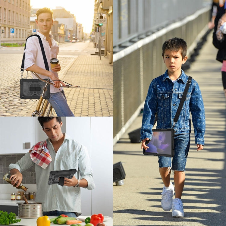 Samsung Galaxy Tab A9+ 360 Degree Rotation Silicone Case showcasing its durable design and stand functionality.